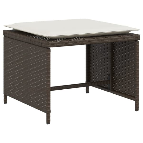 vidaXL havestol med fodskammel polyrattan brun