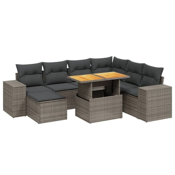 vidaXL sofasæt til haven 8 dele med hynder polyrattan grå