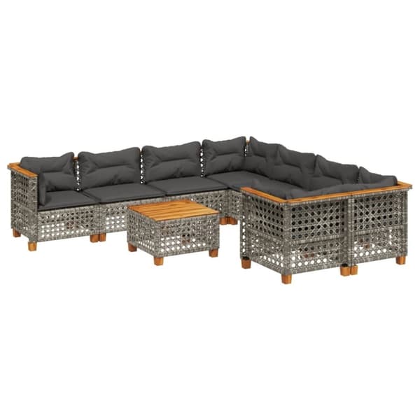 vidaXL sofasæt til haven 9 dele med hynder polyrattan grå