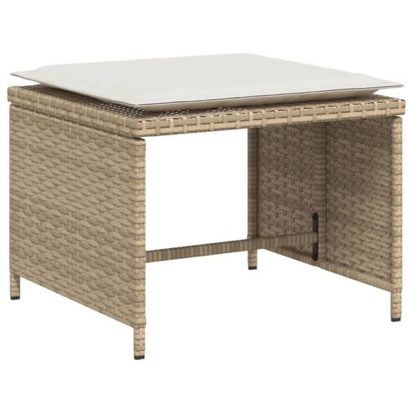 vidaXL havestol med fodskammel polyrattan beige