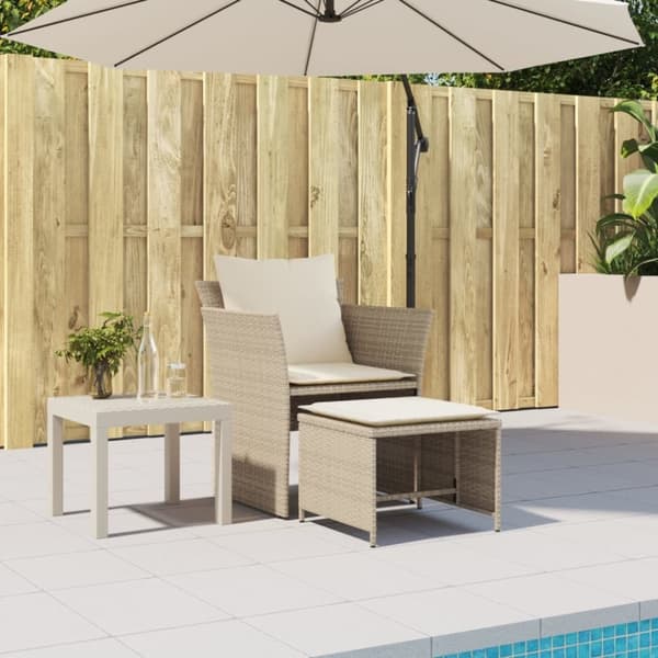 vidaXL havestol med fodskammel polyrattan beige