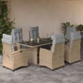 Miniatyrbillede 1 af 10: vidaXL spisebordssæt til haven 7 dele med hynder polyrattan beige