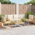 Miniatyrbillede 3 af 11: vidaXL loungesæt til haven 4 dele med hynder polyrattan beige