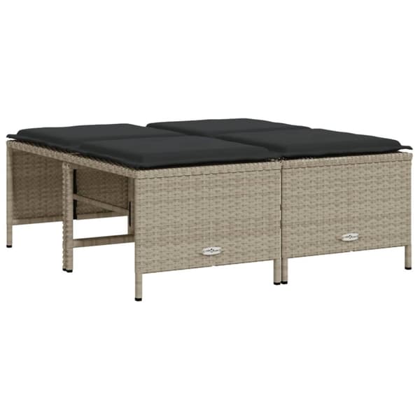 vidaXL sofasæt 5 dele med hynder polyrattan lysegrå
