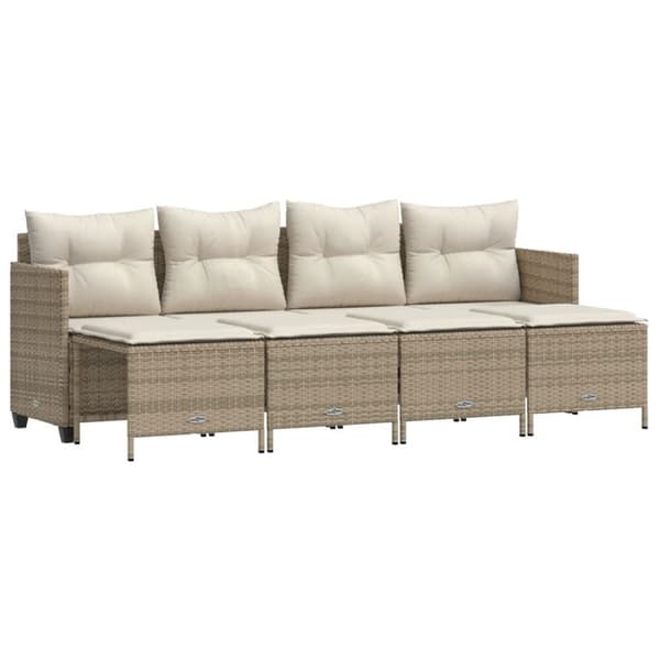 vidaXL sofasæt til haven 5 dele med hynder polyrattan beige