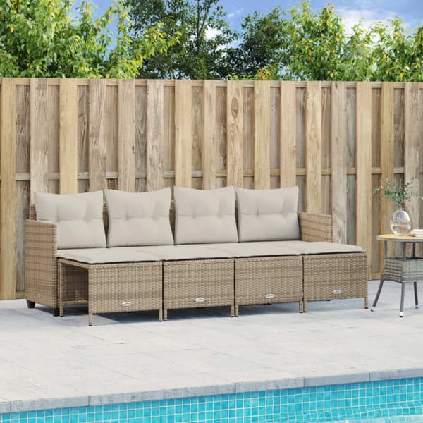 vidaXL sofasæt til haven 5 dele med hynder polyrattan beige
