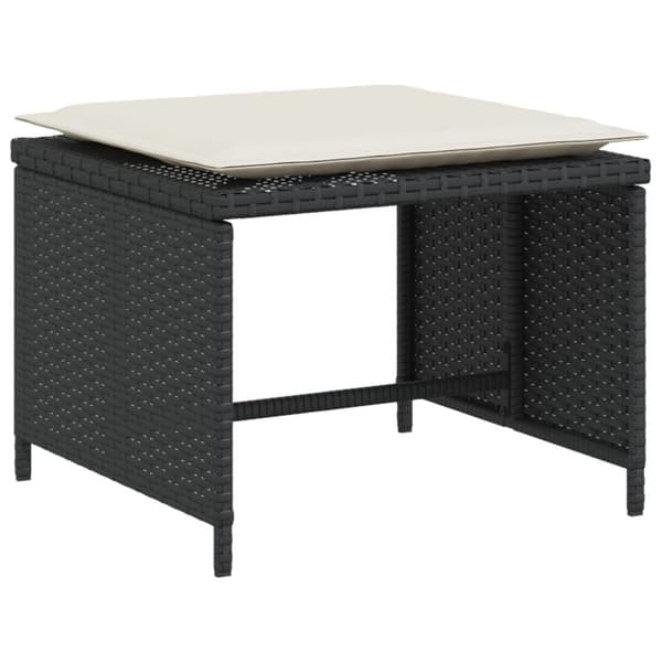 vidaXL havestol med fodskammel polyrattan sort