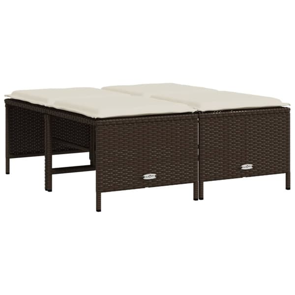 vidaXL sofasæt til haven 5 dele med hynder polyrattan brun