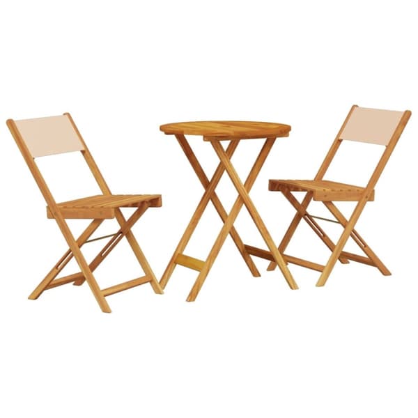 vidaXL Bistrosett 3 deler beige stoff og heltre