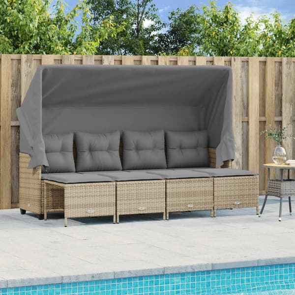 vidaXL sofasæt til haven 5 dele med hynder polyrattan beige