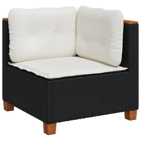 vidaXL sofasæt til haven 6 dele med hynder polyrattan sort