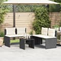 Miniatyrbillede 2 af 11: vidaXL sofasæt til haven 4 dele med hynder polyrattan sort