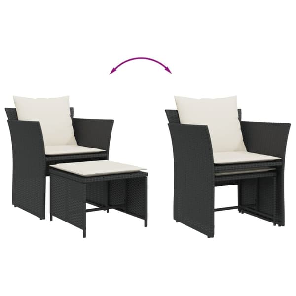 vidaXL Reclinerstol för trädgården med fotpall svart konstrotting