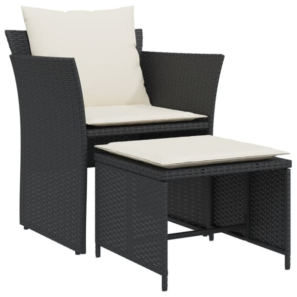 vidaXL Reclinerstol för trädgården med fotpall svart konstrotting