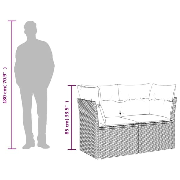 vidaXL sofasæt til haven 9 dele med hynder polyrattan grå