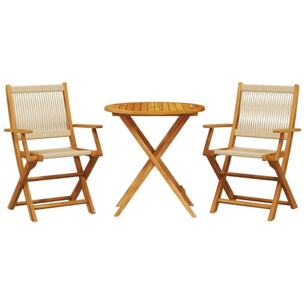 vidaXL Bistrosett 3 deler beige polypropylen og heltre