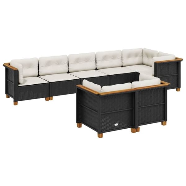 vidaXL sofasæt til haven 8 dele med hynder polyrattan sort