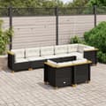 Miniatyrbillede 1 af 9: vidaXL sofasæt til haven 8 dele med hynder polyrattan sort
