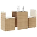 Miniatyrbillede 11 af 11: vidaXL bistrosæt til haven 3 dele med hynder polyrattan beige