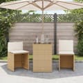 Miniatyrbillede 2 af 11: vidaXL bistrosæt til haven 3 dele med hynder polyrattan beige