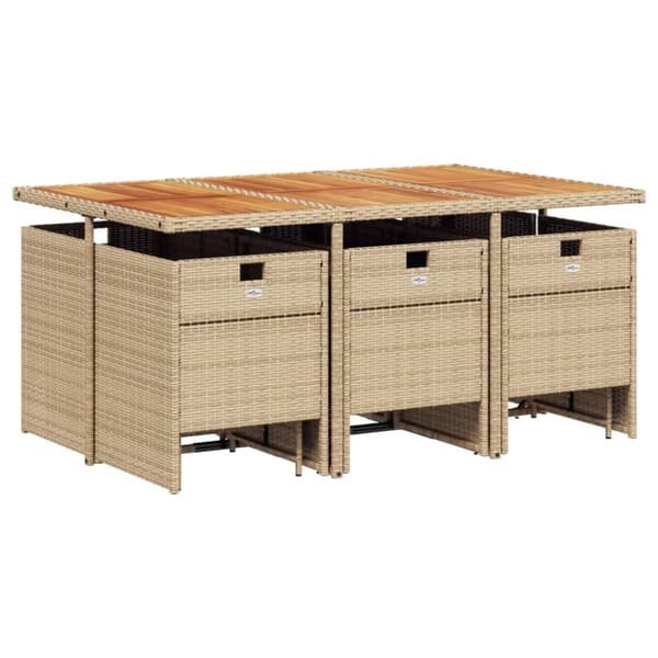vidaXL spisebordssæt til haven 11 dele med hynder polyrattan beige