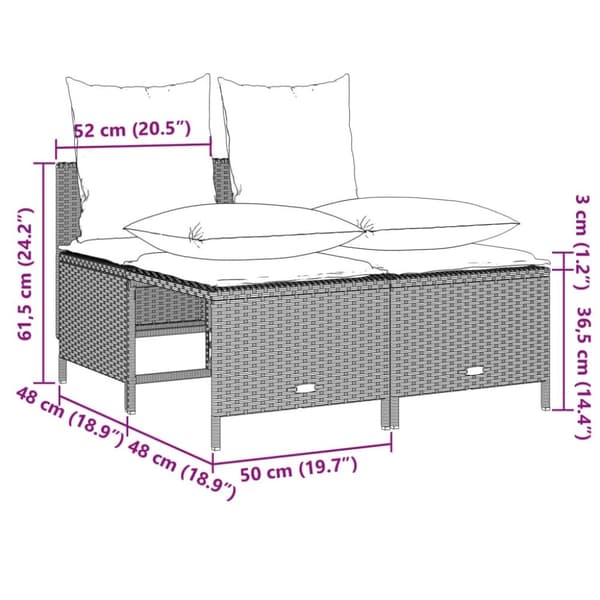 vidaXL sofasæt til haven 4 dele med hynder polyrattan lysegrå