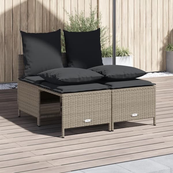 vidaXL sofasæt til haven 4 dele med hynder polyrattan lysegrå
