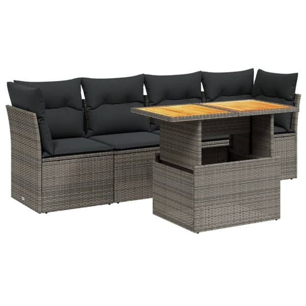 vidaXL sofasæt 5 dele med hynder polyrattan grå