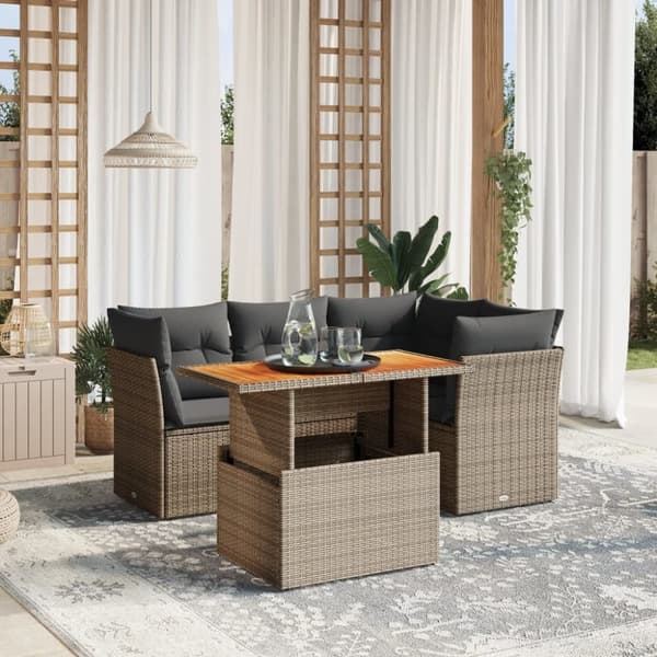vidaXL sofasæt 5 dele med hynder polyrattan grå