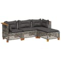 Miniatyrbillede 2 af 11: vidaXL sofasæt til haven 4 dele med hynder polyrattan grå