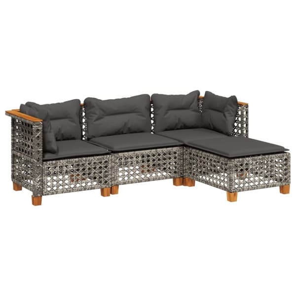 vidaXL sofasæt til haven 4 dele med hynder polyrattan grå
