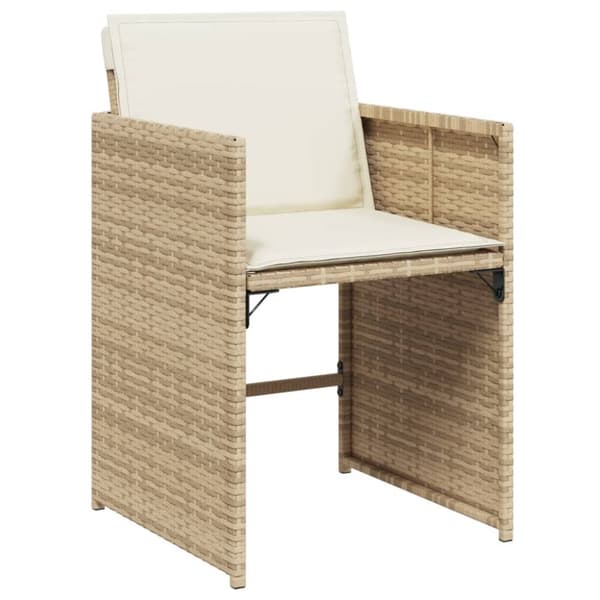 vidaXL spisebordssæt til haven 11 dele med hynder polyrattan beige