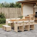 Miniatyrbillede 1 af 11: vidaXL spisebordssæt til haven 11 dele med hynder polyrattan beige