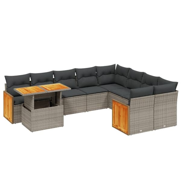 vidaXL sofasæt til haven 10 dele med hynder polyrattan grå