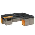 Miniatyrbillede 2 af 3: vidaXL sofasæt til haven 10 dele med hynder polyrattan grå