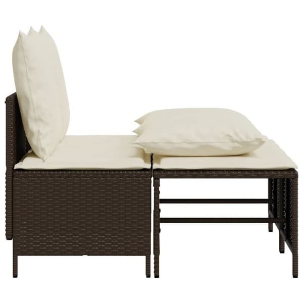 vidaXL sofasæt til haven 4 dele med hynder polyrattan brun
