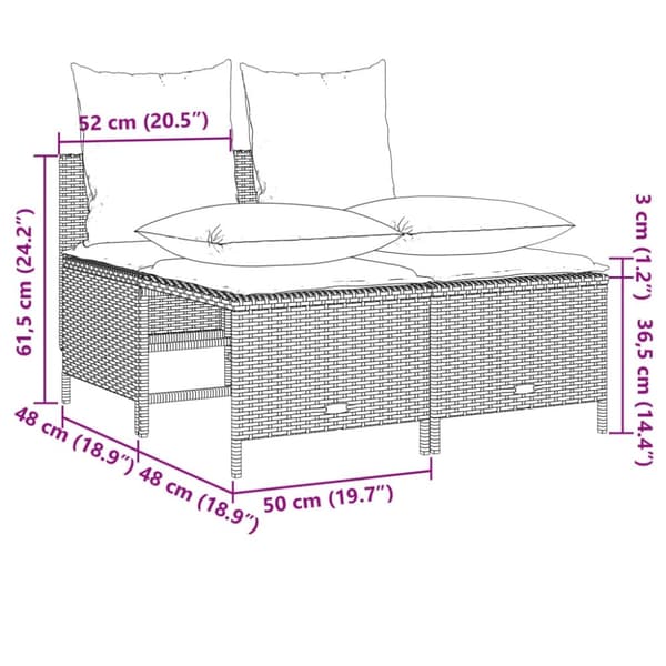 vidaXL sofasæt til haven 4 dele med hynder polyrattan brun