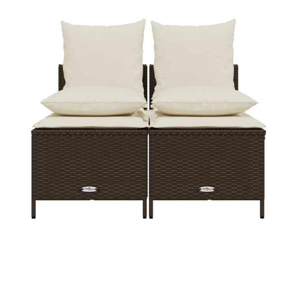 vidaXL sofasæt til haven 4 dele med hynder polyrattan brun