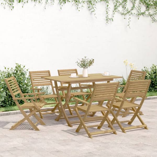 vidaXL Hagespisegruppe 7 deler heltre akasie