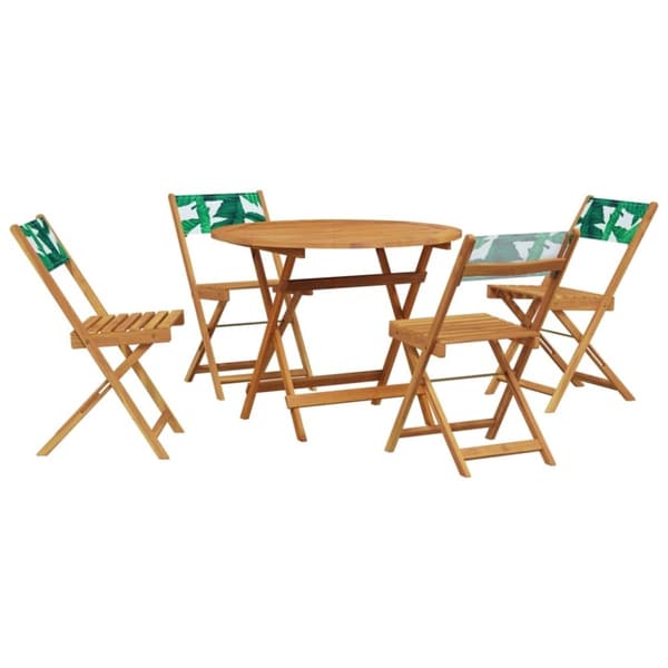 vidaXL Hagespisegruppe 5 deler bladmønster stoff og heltre