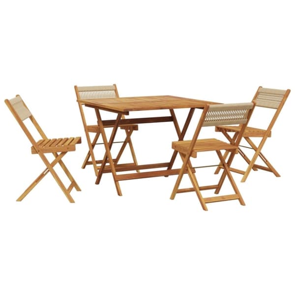 vidaXL Hagespisegruppe 5 deler beige polypropylen og heltre