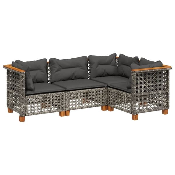 vidaXL sofasæt til haven 4 dele med hynder polyrattan grå