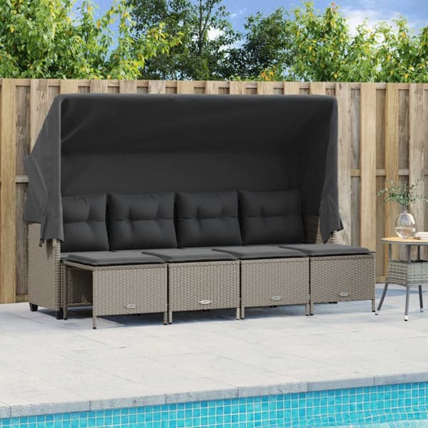 vidaXL sofasæt 5 dele med hynder polyrattan lysegrå