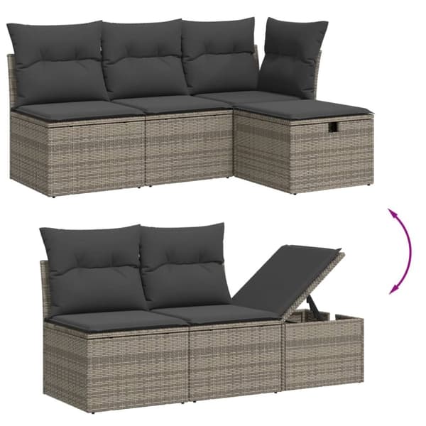 vidaXL sofaesæt til haven 7 dele med hynder polyrattan grå
