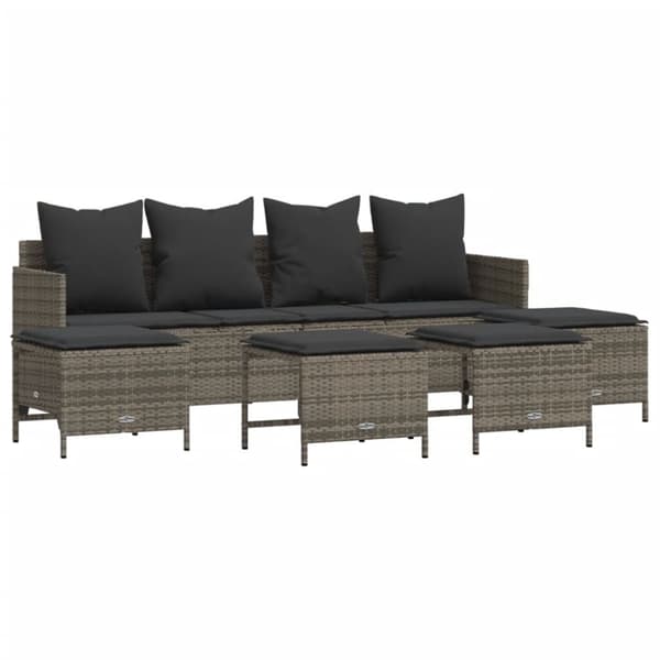 vidaXL sofasæt 5 dele med hynder polyrattan grå