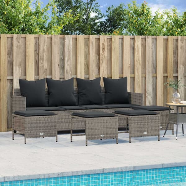 vidaXL sofasæt 5 dele med hynder polyrattan grå
