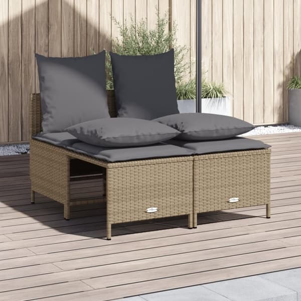 vidaXL sofasæt til haven 4 dele med hynder polyrattan beige