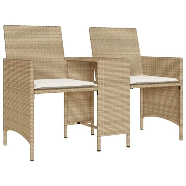 vidaXL Trädgårdssoffa 2-sits med bord och pallar beige konstrotting