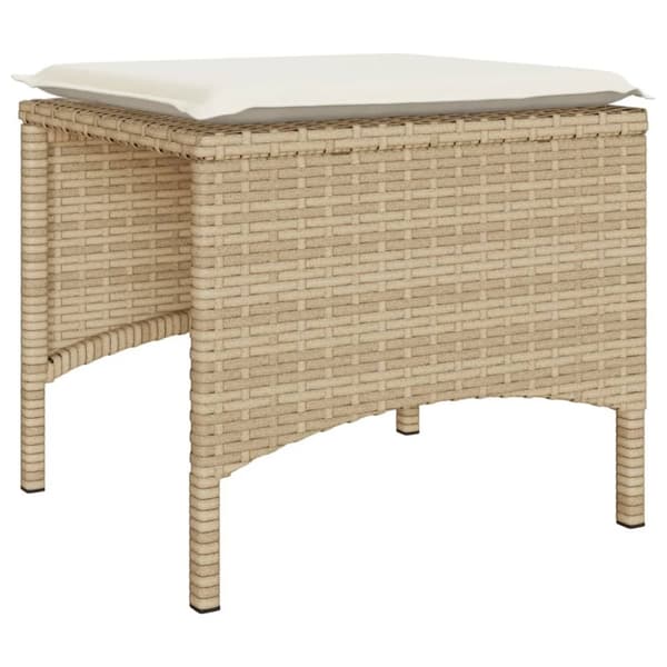 vidaXL Trädgårdssoffa 2-sits med bord och pallar beige konstrotting