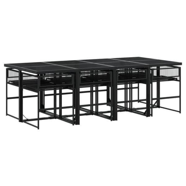 vidaXL Hagespisegruppe 9 deler svart polyrotting